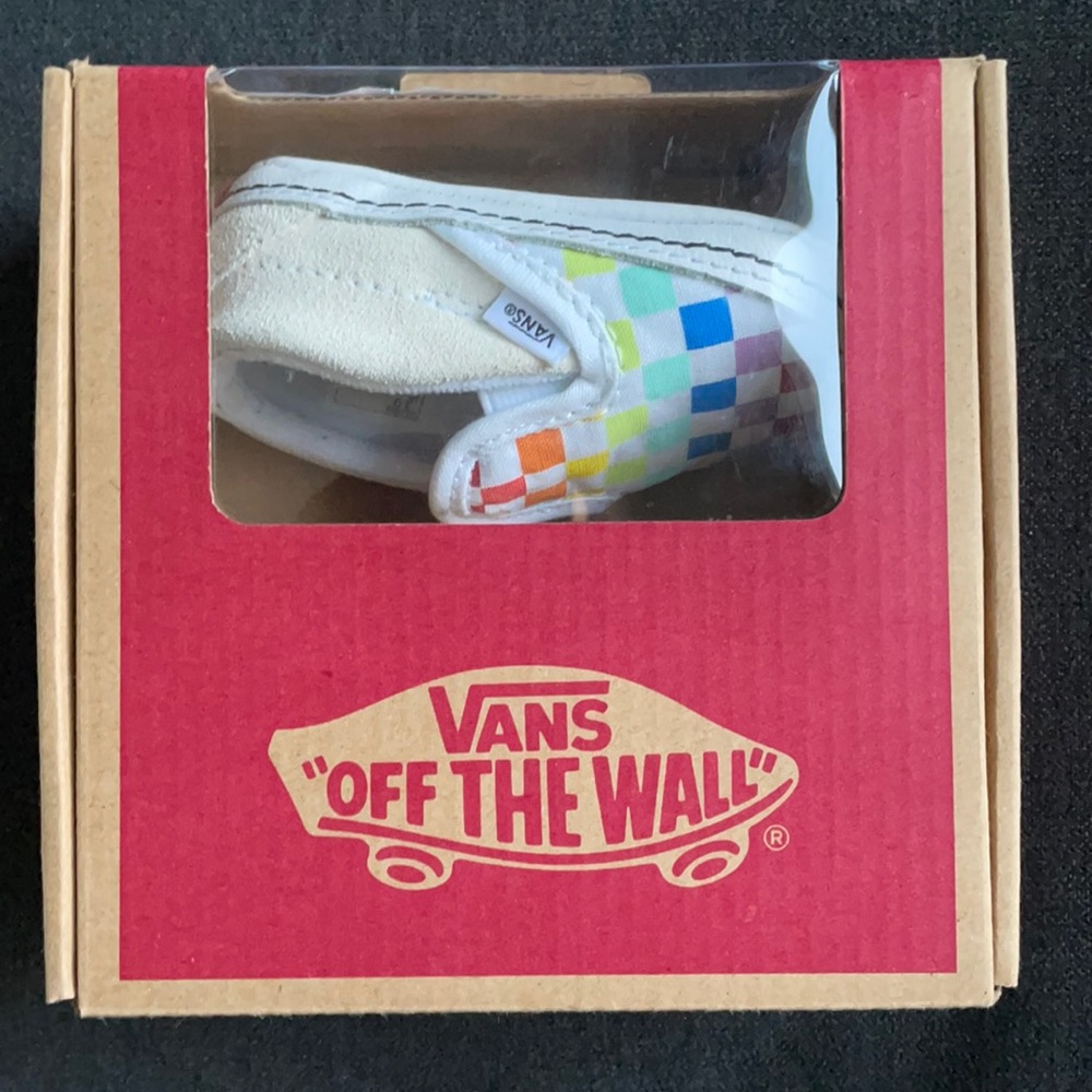 Vans Slip-On V Crib Checkered Rainbow Size 3
